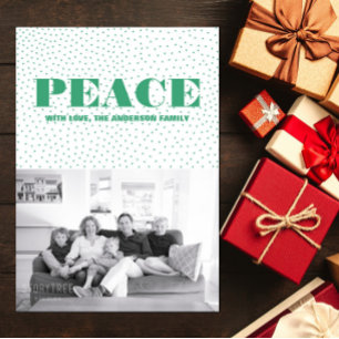 Starred Peace Holiday Photo Card Green