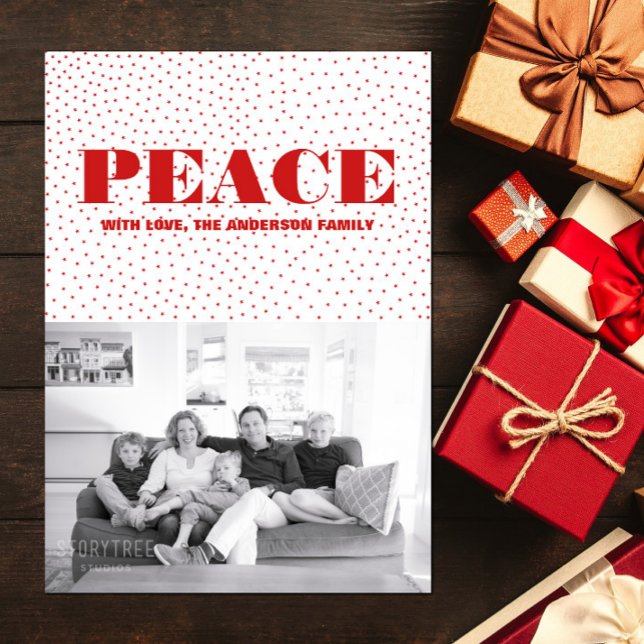 Starred Peace Holiday Photo Card | Red (Starred Peace Holiday Photo Card - Red)
