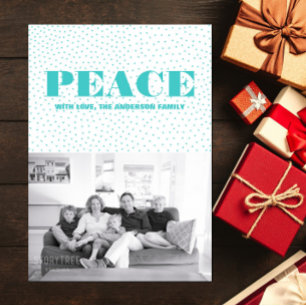 Starred Peace Holiday Photo Card   Turquoise