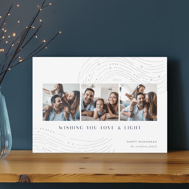 Starred Tidings | 3 Photo Collage Hanukkah Card (Creator Uploaded)