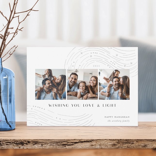 Starred Tidings | 3 Photo Collage Hanukkah Card (Creator Uploaded)