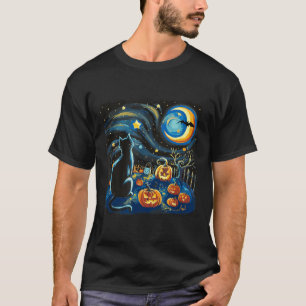 Starry Art Night Sky Art Half Moon Pumpkins T-Shirt