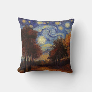 Starry Autumn Forest – Artistic Throw Pillow