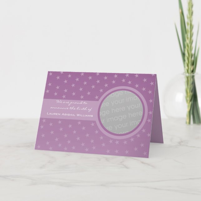Starry Baby Announcement (Purple) (Front)
