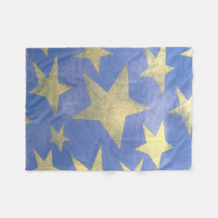 Starry Blue and Gold Fleece Blanket