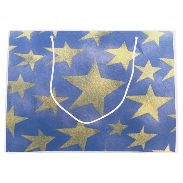 Starry Blue and Gold Large Gift Bag (Front)