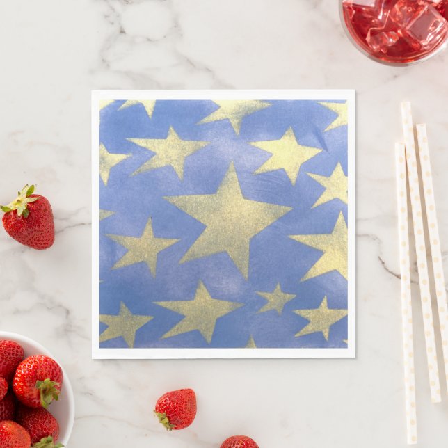 Starry Blue and Gold Napkin (Insitu)