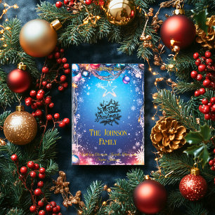 Starry Blue Christmas with Custom Family Message Invitation