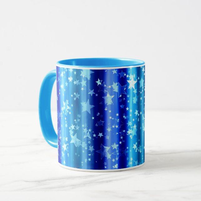 Starry Blue Decorative Design Mug (Front Left)
