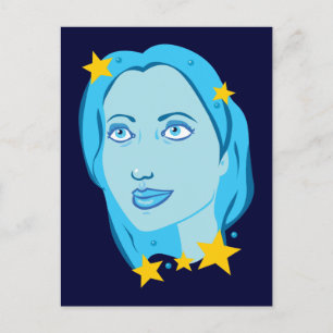 Starry Blue Girl Postcard