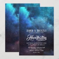 Starry Blue Nebula Modern Wicca Handfasting