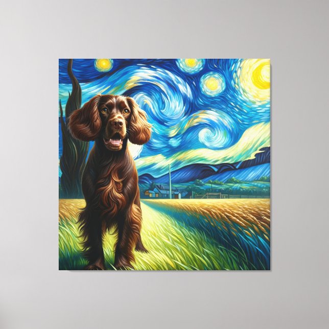 Starry Boykin Spaniel Dog Portrait - Pet Portrait Canvas Print (Front)