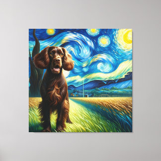 Starry Boykin Spaniel Dog Portrait - Pet Portrait Canvas Print