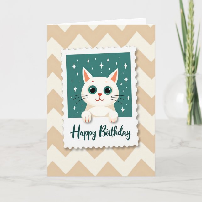 Starry Cat Birthday Card (Front)
