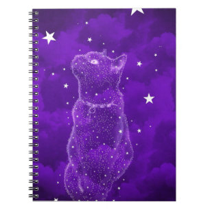 Starry Cat Notebook, Purple Notebook