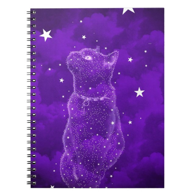 Starry Cat Notebook, Purple Notebook (Front)