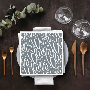 Starry Cheers Brush Script Pattern Modern New Year Napkin