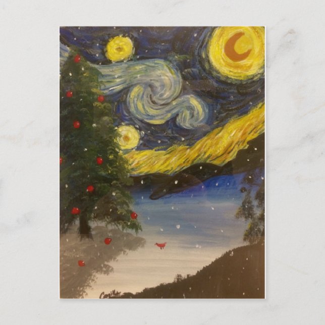 Starry Christmas Night Postcard (Front)