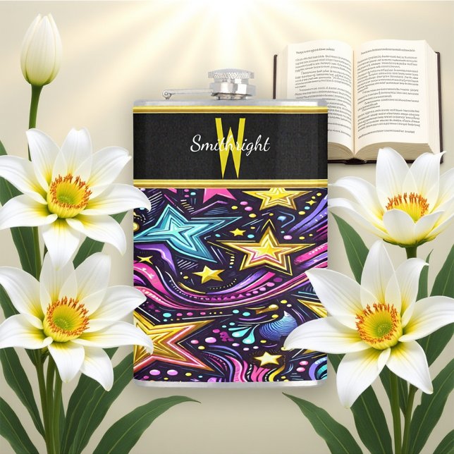 Starry Cosmic Patterns and Swirls Hip Flask (Creator Uploaded)