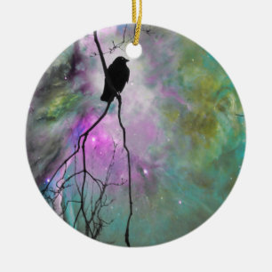 Starry Crow Ceramic Tree Decoration