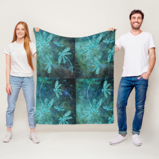 Starry Dragonfly Night Fleece Blanket