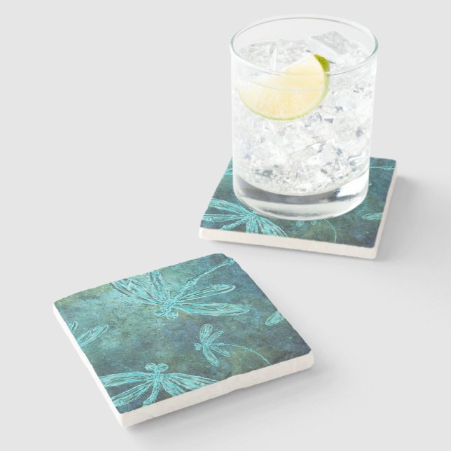 Starry Dragonfly Night Stone Coaster (Side)