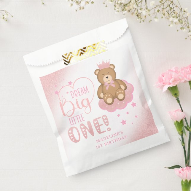 Starry Dream Big Little One Sleepy Bear Birthday Favour Bags (Sealed)