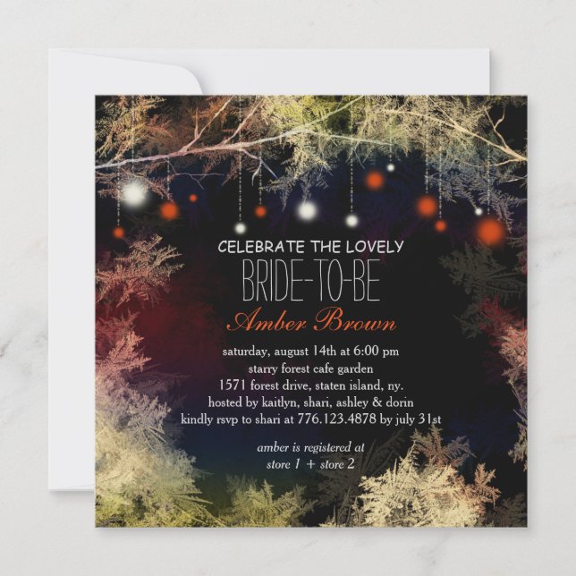 Starry Evening Forest Bridal Shower Invitation (Front)