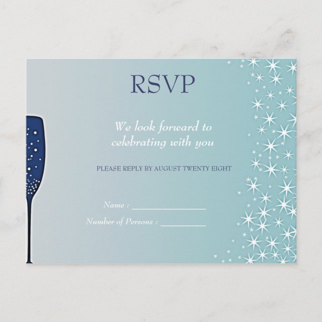 Starry Event - Wedding collection -RSVP Invitation Postcard (Front)