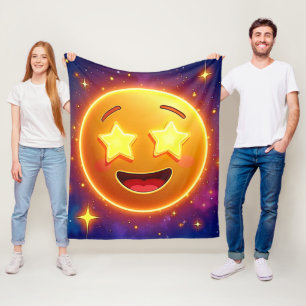 Starry-Eyed Emoji Joy Fleece Blanket