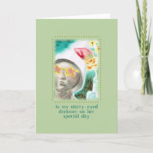 Starry-Eyed Girl Birthday Card