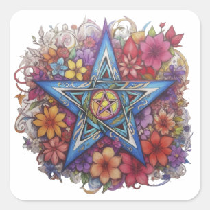 Starry Floral Radiance Square Sticker
