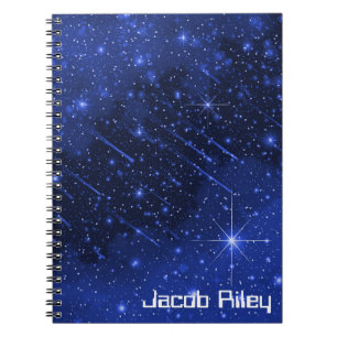 Starry Galaxy with Custom Name Notebook