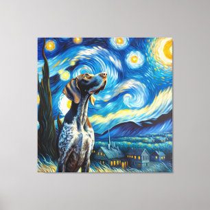 Starry German Shorthaired Pointer Dog Portrait Canvas Print