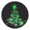 Starry Green Christmas Tree Round Sticker