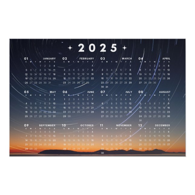 Starry Horizon: The 2025 Night Sky Calendar Poster (Front)