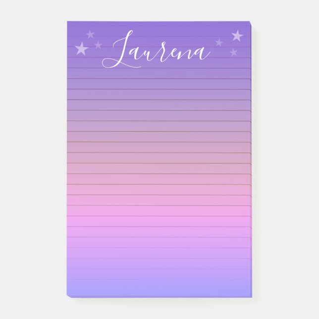 Starry Hues Personalised Name Notepad (Purple) (Front)