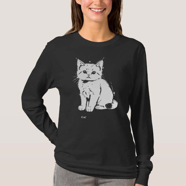 Starry Kitty in black shirt women (Front)