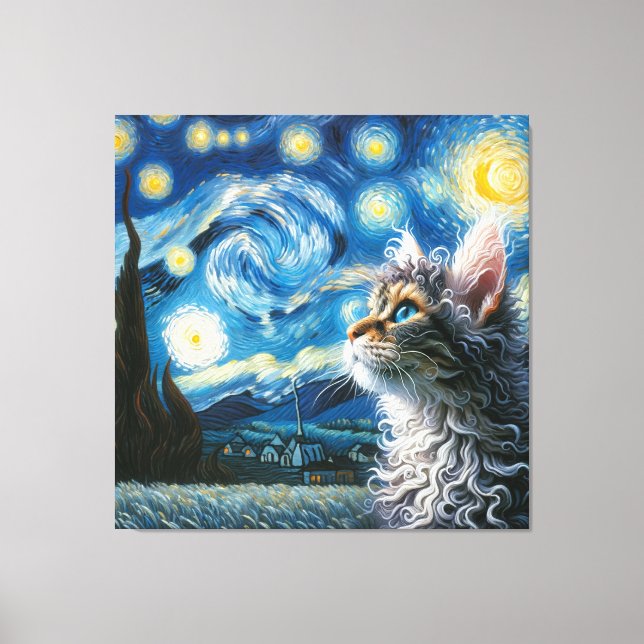 Starry Laperm Cat Portrait - Pet Portrait Canvas Print (Front)