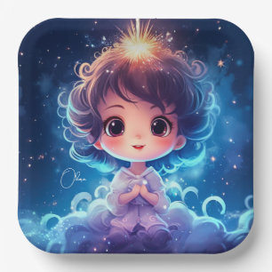 Starry Little Princess Nighttime Girly Personalise Paper Plate