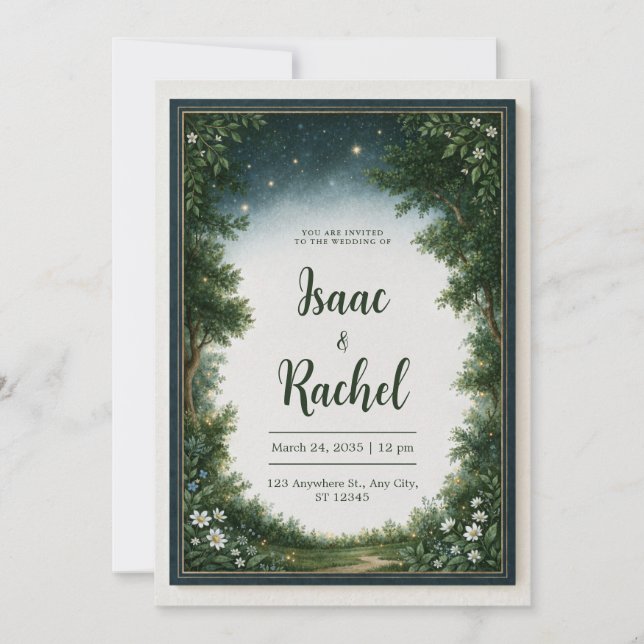 Starry Meadow Woodland Wedding Invitation (Front)