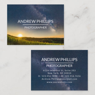 Starry Milky Way Silhouette Sunrise Custom Business Card