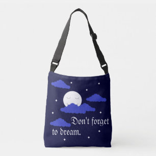Starry Moon with Clouds: Dark Blue Crossbody Bag