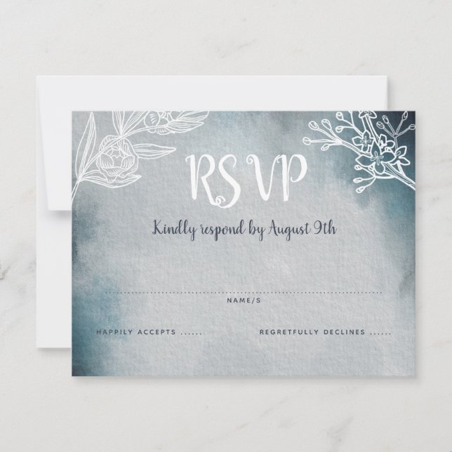 Starry Moonlit Night Monogram Wedding RSVP Card (Front)