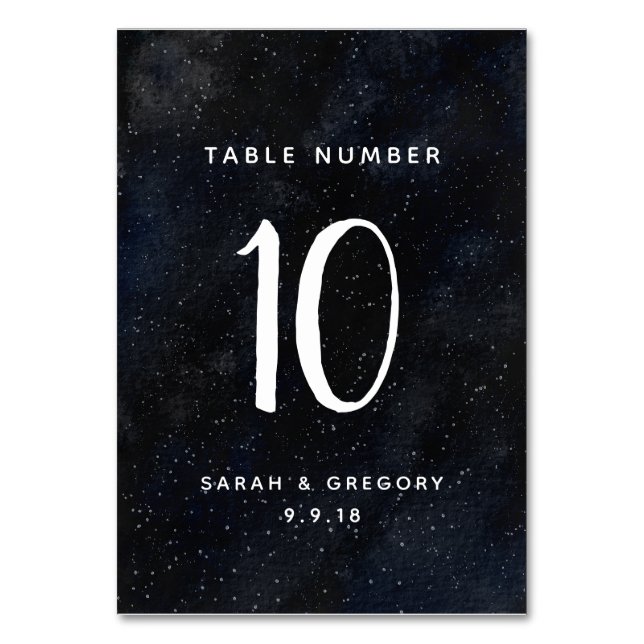 Starry Moonlit Night Wedding Table Card (Front)