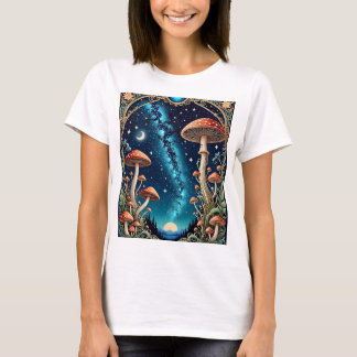Starry Mushroom Galaxy Enchanted Forest Tee Artful