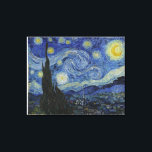 Starry Nigh by Van Gogh, Original Size Canvas Print<br><div class="desc">The Starry Night is an oil on canvas by the Dutch post-impressionist painter Vincent van Gogh. Painted in June 1889,  it depicts the view from the east-facing window of his asylum room at Saint-Rémy-de-Provence,  just before sunrise,  with the addition of an idealised village.</div>