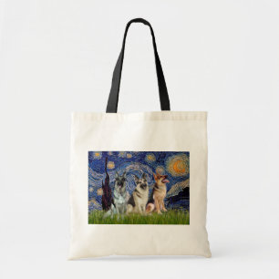 Starry Night - 3 German Shepherds Tote Bag