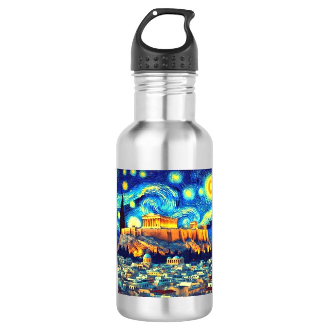 Starry Night Acropolis Athens Greece 532 Ml Water Bottle (Front)