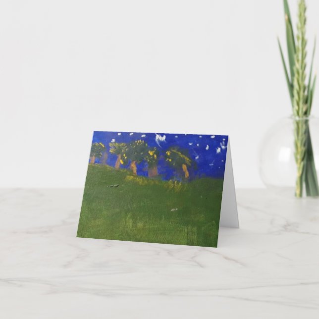Starry night acrylic painted blank note card (Front)